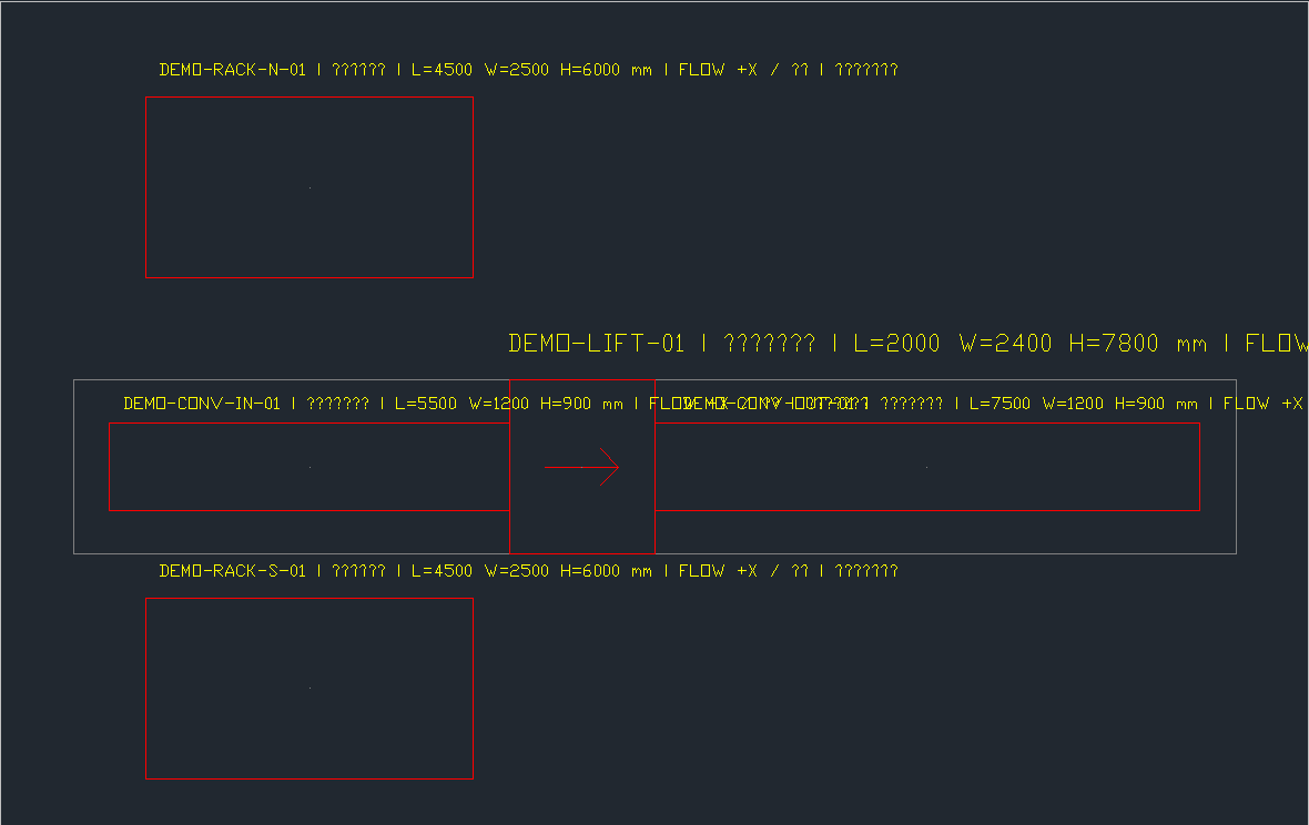 Actual AutoCAD work-copy viewport before the lift was moved